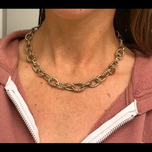 Two tone Yurman inspired cable necklace.